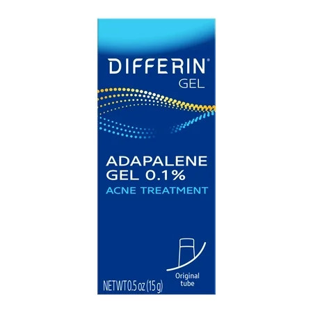Differin Prescription-Strength Retinoid Acne Treatment Gel for Face with 0.1% Adapalene, Clears & Prevents Acne, Fragrance-Free, 15g Tube | Walmart (US)