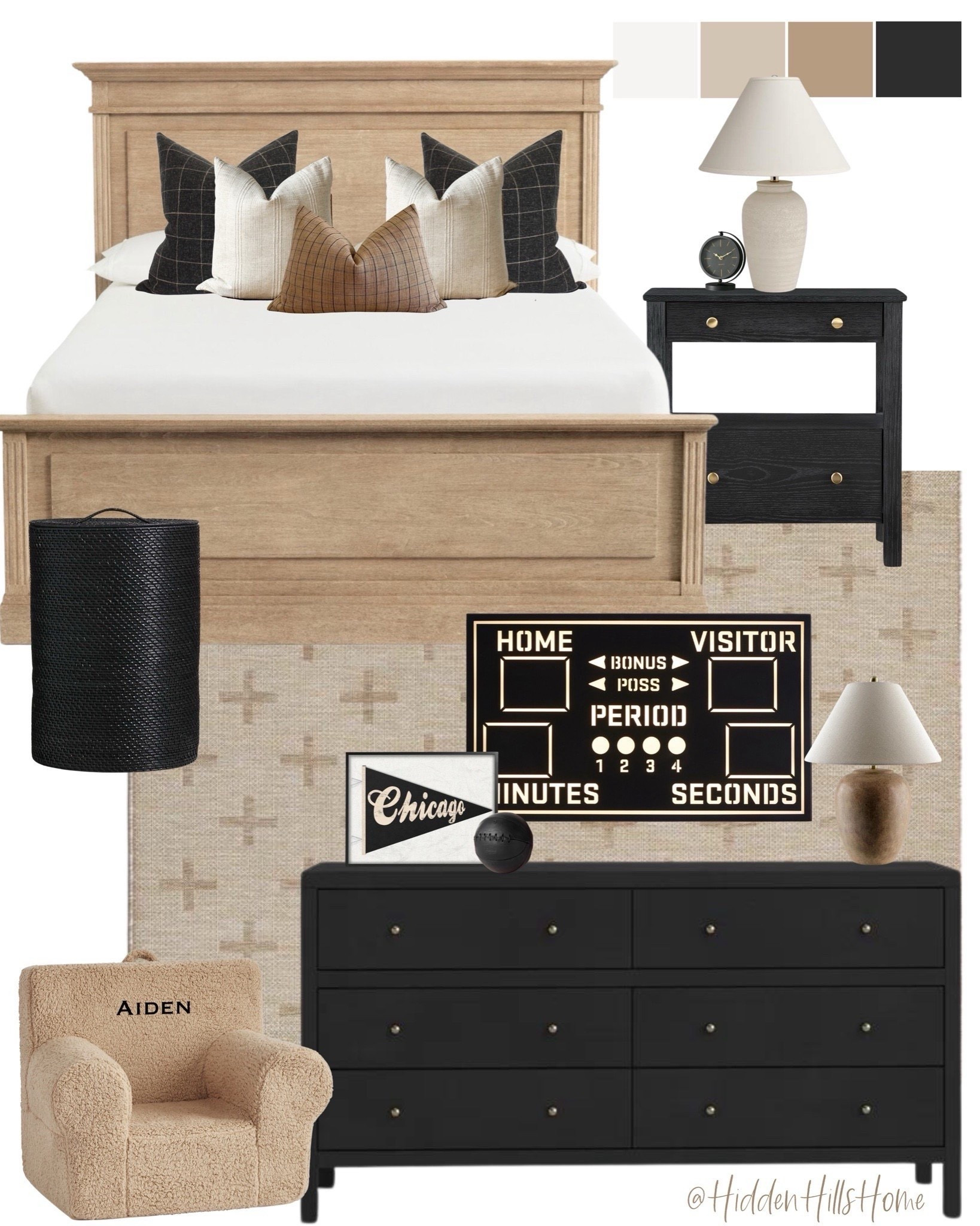 Modern transitional boys bedroom mood board, boys bed, black nightstand, black dresser, boys bedroom rug, neutral boys bedroom mood board #boy



#LTKSaleAlert #LTKHome #LTKKids