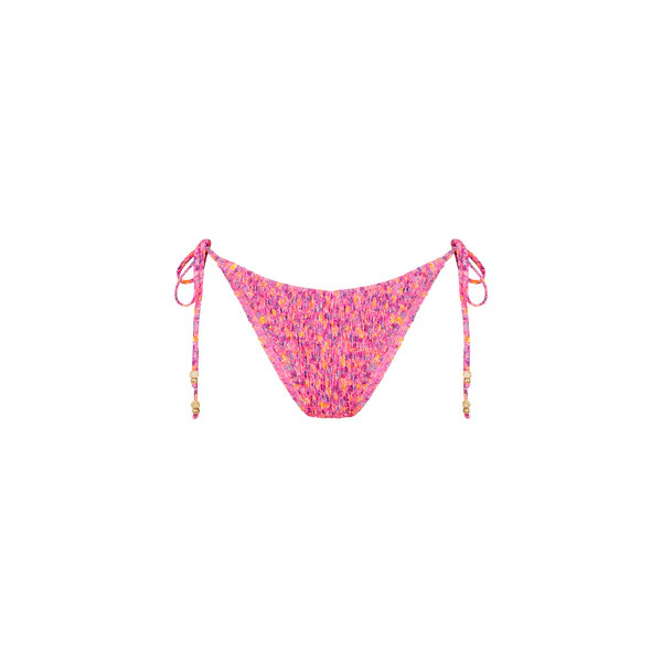 Shirred Dipped Cheeky Tie Bikini Bottom - Gelato Bloom | Kulani Kinis US