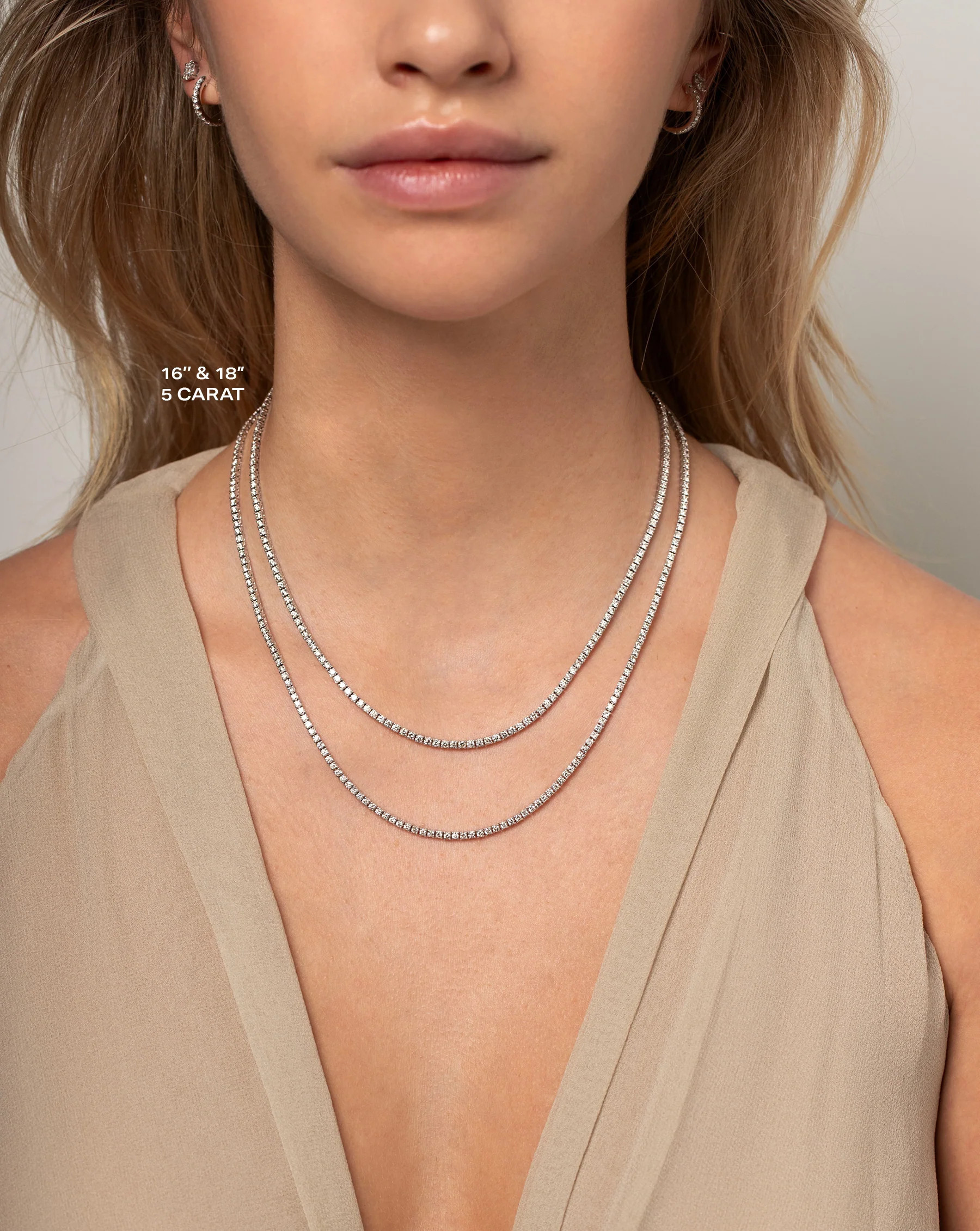 Classic Diamond Tennis Necklace - 14k White Gold / 5 Carat / 16 | Ring Concierge