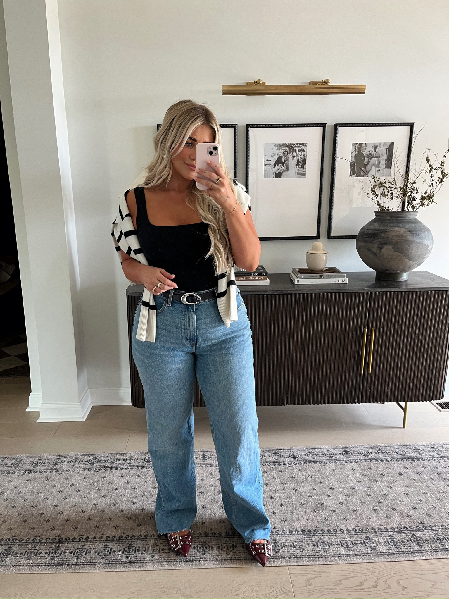 Easy fall transition outfit🫶🏼 i wear 31 long in the jeans #abercrombie #fall #transition 

#LTKBacktoSchool #LTKMidsize #LTKSeasonal