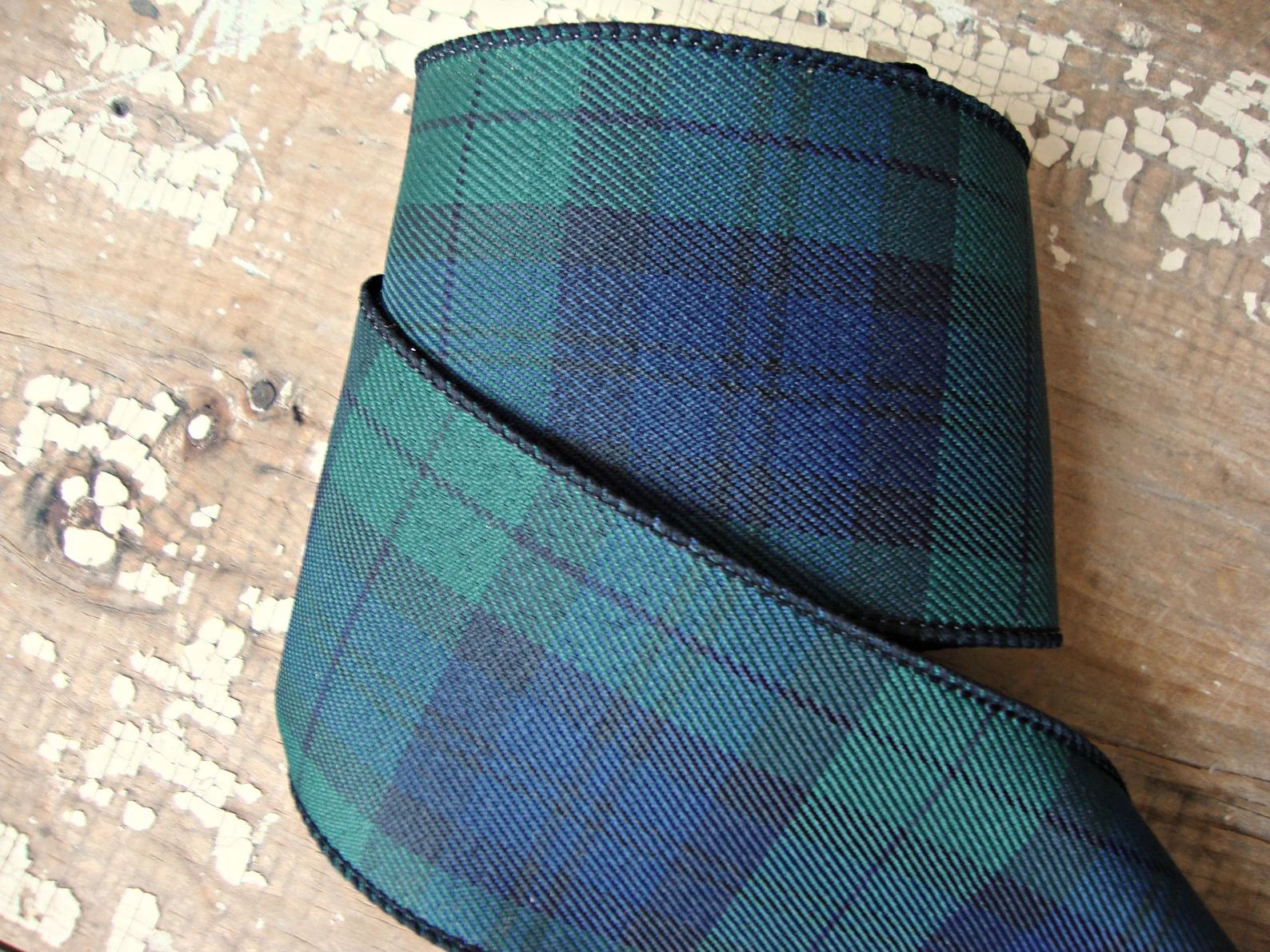 Blackwatch Plaid Twill Wired Ribbon in Blue and Hunter Green | Etsy | Etsy (US)