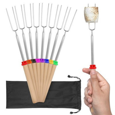 Cheer Collection Campfire Marshmallow Roasting Stick Kit - 32-Inch Extendable Fork Set with Storage Bag (Set of 8) | Target