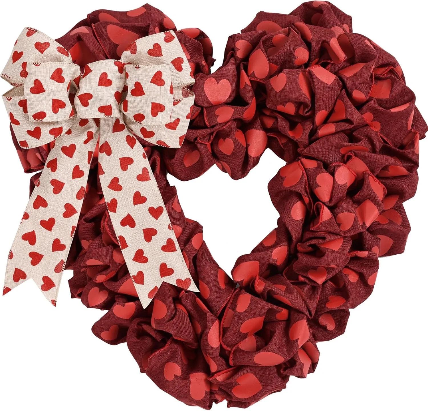 Dolicer Valentines Day Wreath for Front Door, 18" Valentines Day Heart Shaped Wreath with Buffalo... | Walmart (US)