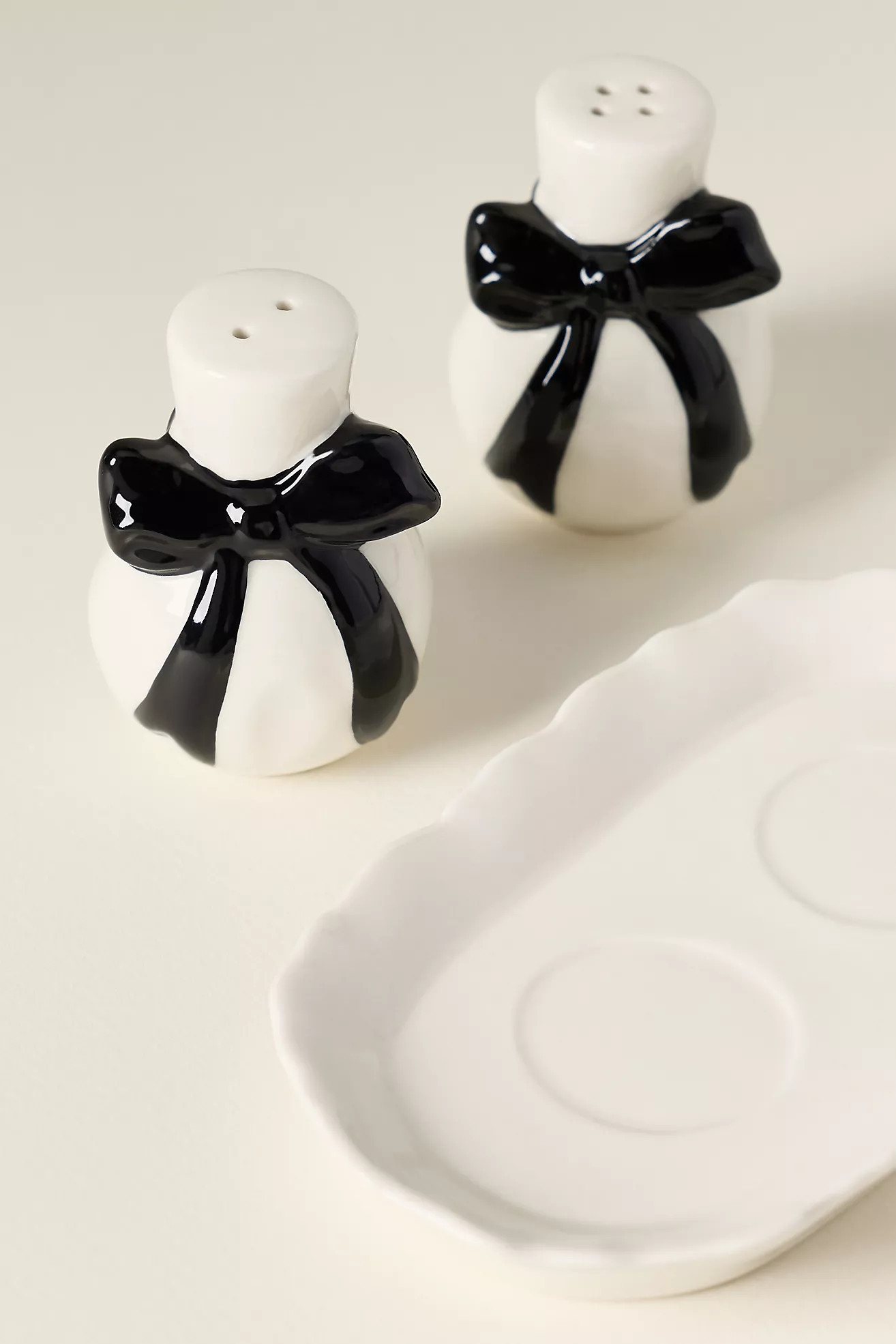 Benedita Stoneware Bow Salt & Pepper Shakers | Anthropologie (US)