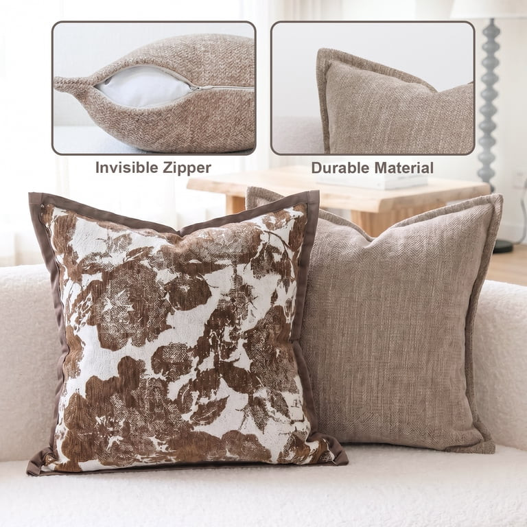 Pentantan Decorative Throw Pillow, 18"x18" Soft Couch Pillows with 2-Pack Inserts, Boho Floral Cu... | Walmart (US)