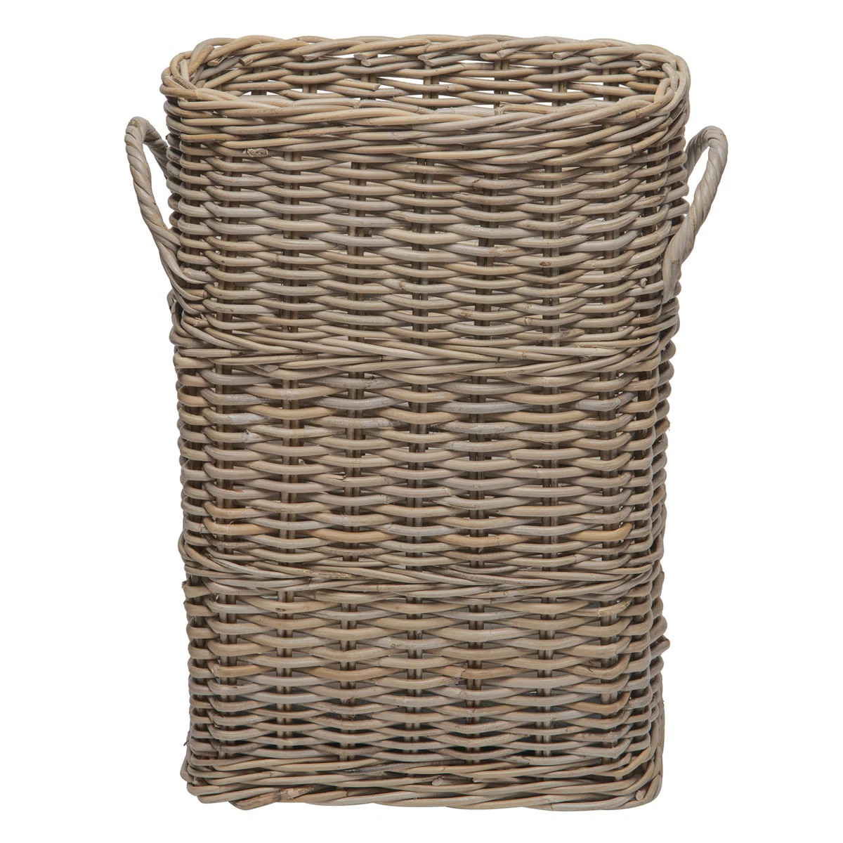 Oval Kobo Umbrella Holder with Galvanized Tin Drip Tray and Handles, Gray Brown | Wayfair North America