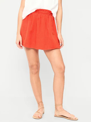 Crinkle Gauze Ruffle Waist Mini Skort | Old Navy (US)