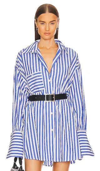 Cotton Poplin Oversized Shirt in Bright Blue Stripe | Revolve Clothing (Global)