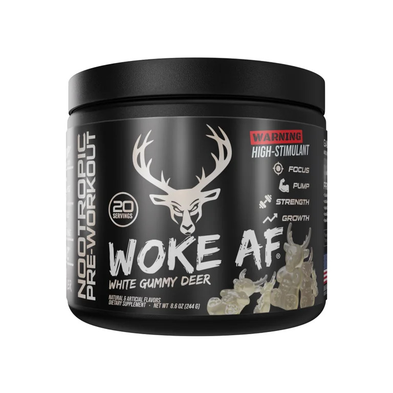 Bucked Up Woke AF Pre-Workout Powder, Increased Energy, White Gummy Deer, 333 mg Caffeine, 20 Ser... | Walmart (US)