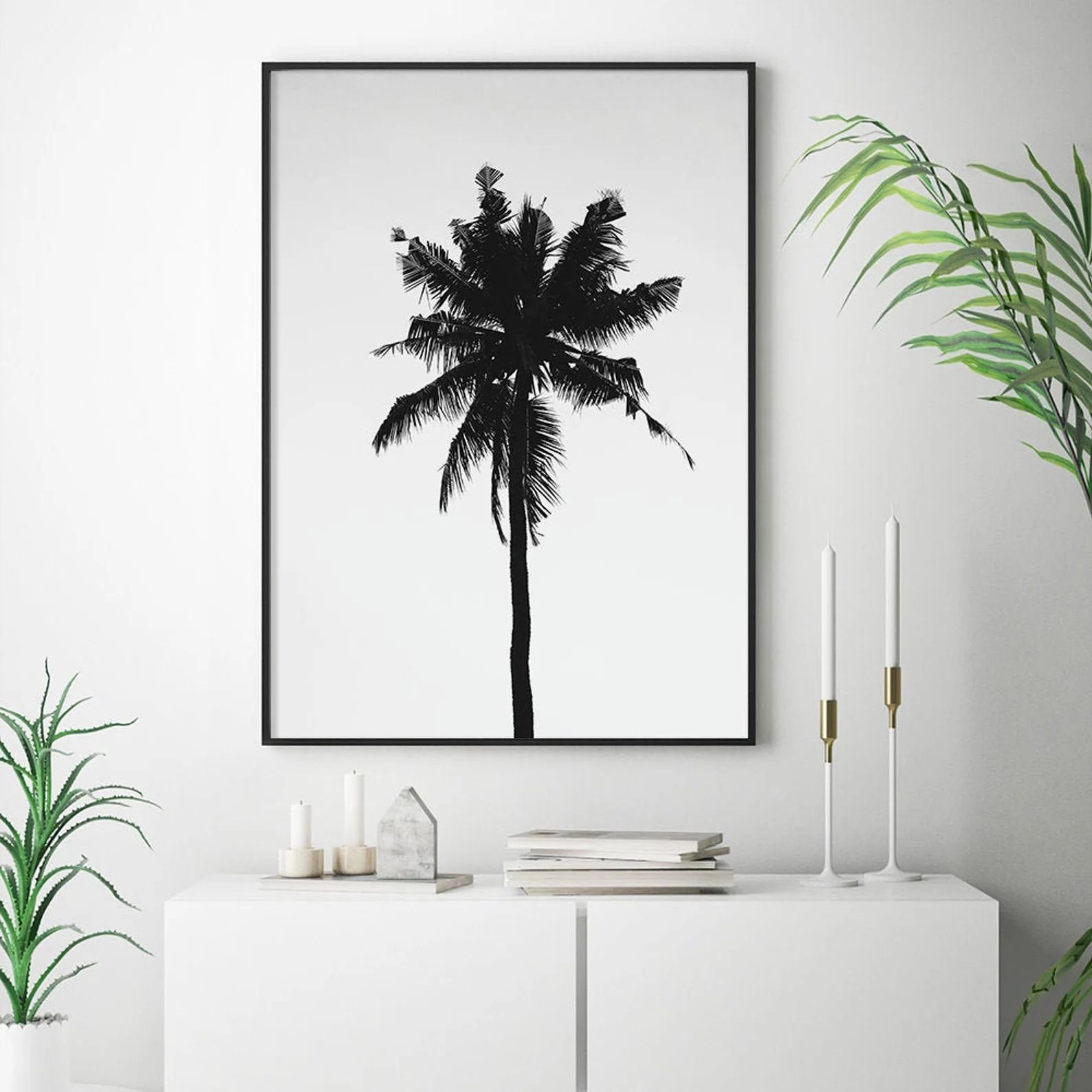 Palm tree print black and white poster tropical decor palm | Etsy | Etsy (US)