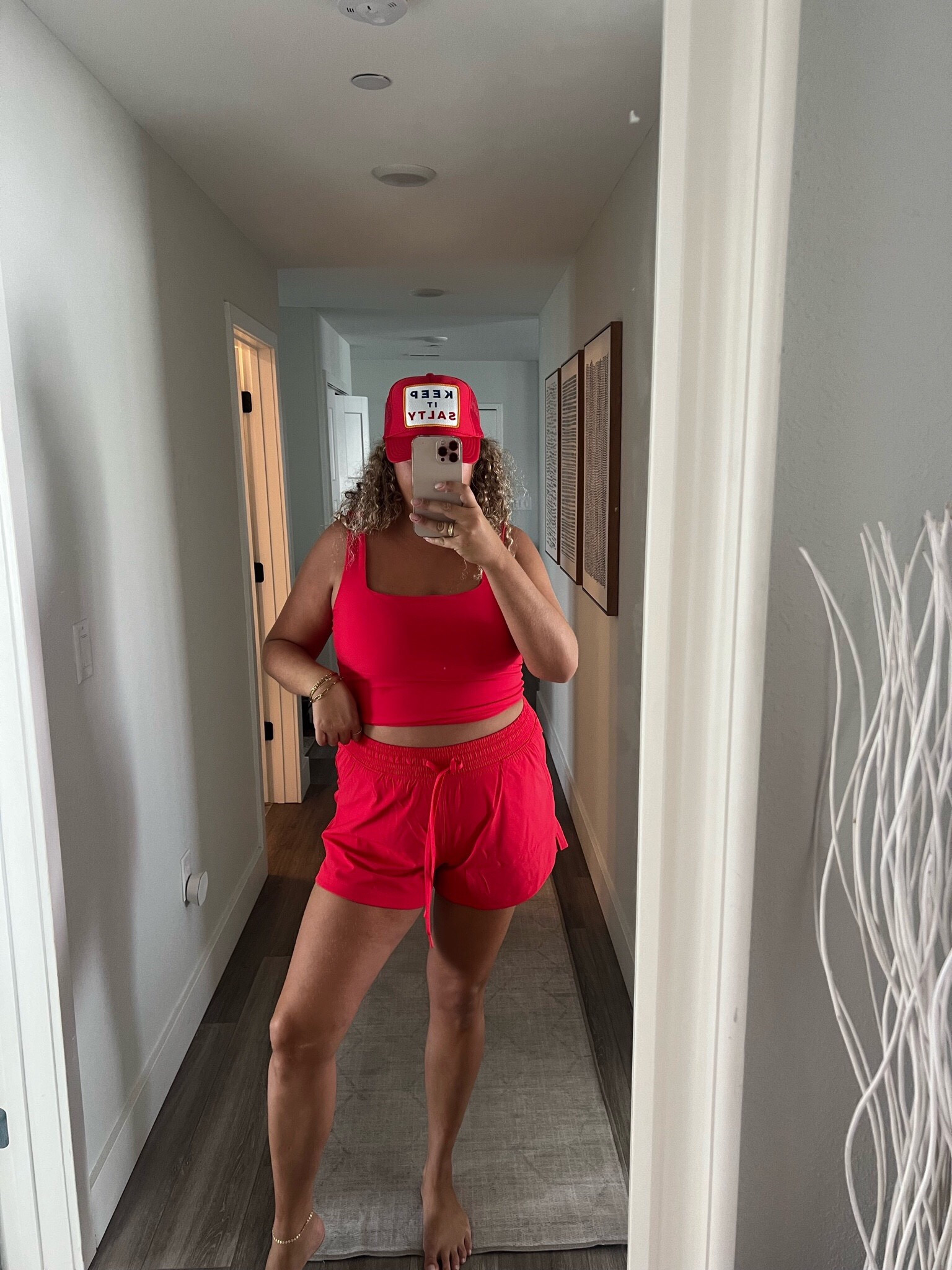 Summer hot girl walk athletic outfit, summer workout outfit, Abercrombie sports bra for busty girls, Abercrombie workout shorts, keep it salty hat, red workout set, red athleisure set, hot girl walk outfit, hot girl walk set, trucker hat, coastal trucker hat, trendy trucker hat

#LTKActive #LTKStyleTip #LTKFitness