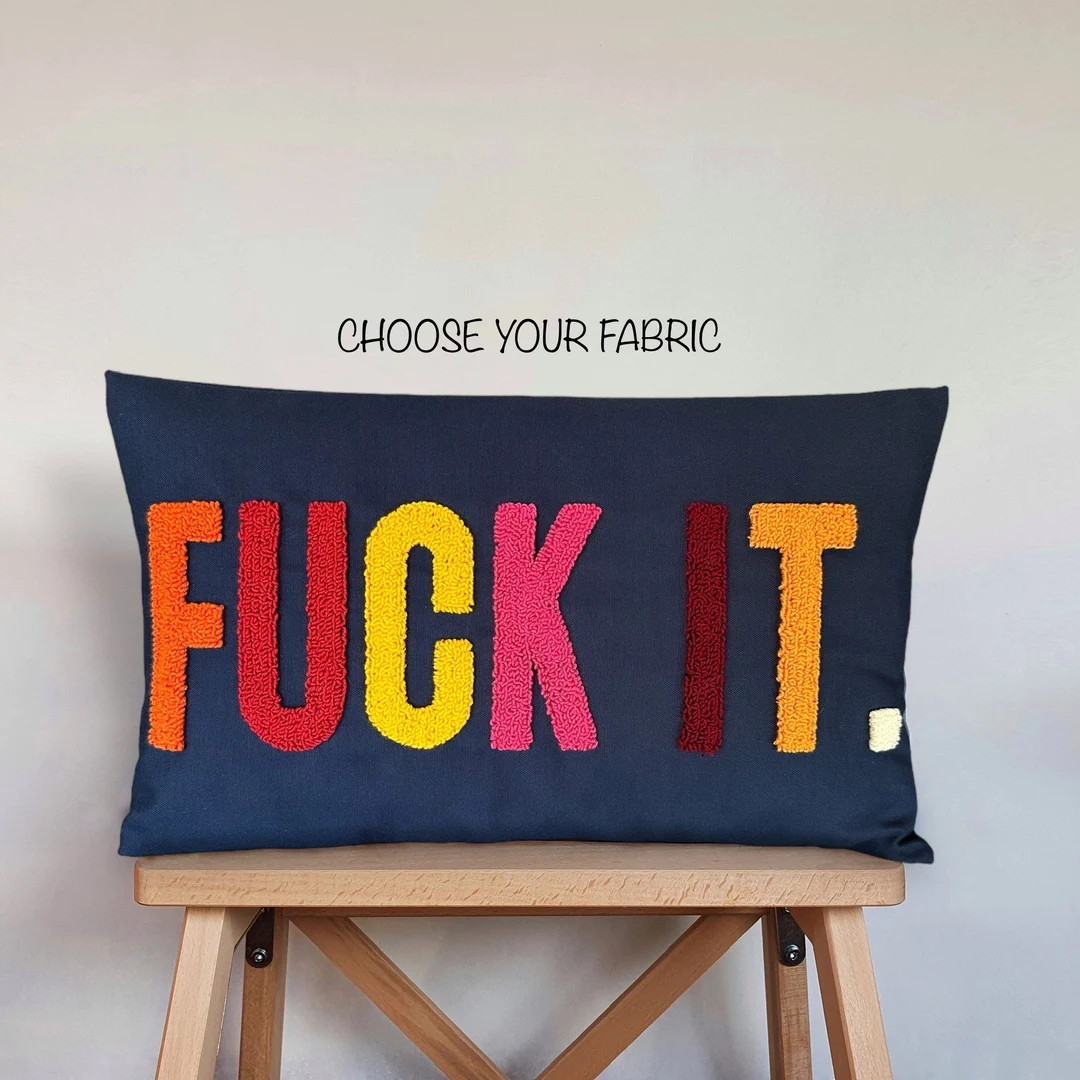 Dorm Room Decor, Fuck, Pillows With Sayings, Custom Pillow Cover, College Student Gift, Swear Wor... | Etsy (US)