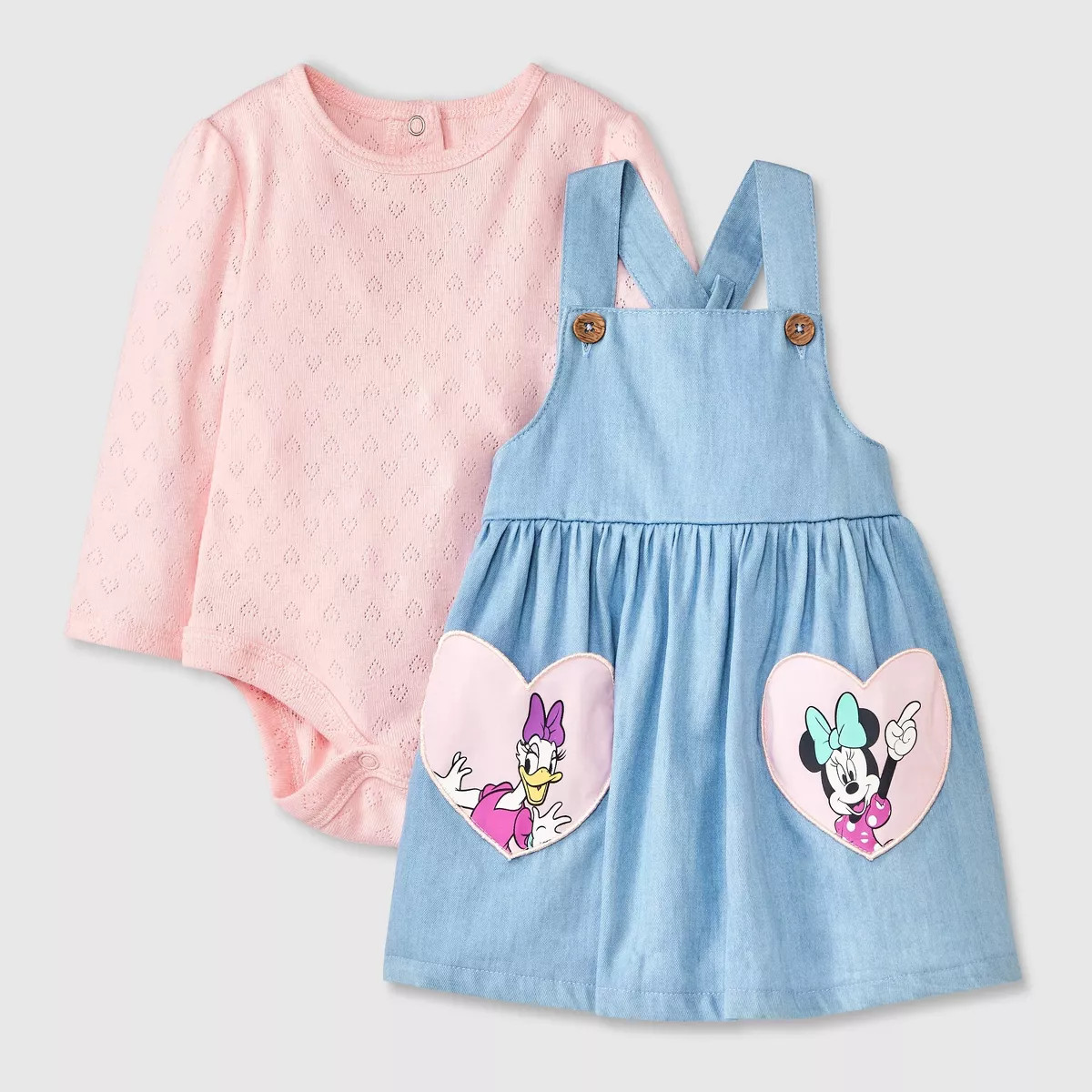 Baby Girls' 2pc Disney Minnie Mouse & Daisy Duck Long Sleeve Bodysuit and Dress Set - Blue | Target