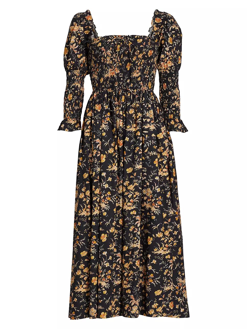 Bijou Printed Cotton Smocked Midi-Dress | Saks Fifth Avenue