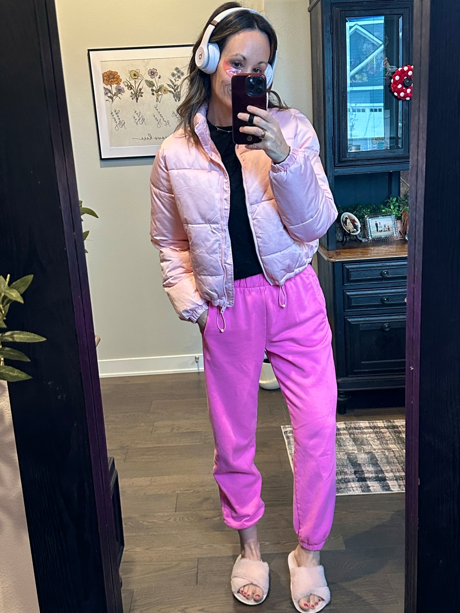 Okay this mom outfit of the day in mostly pink is so fun! Bright, comfortable, and this coat is UNDER $20!! It is also such a fun tween or teen outfit. 

#LTKmomlife #LTKootd #LTKOver40