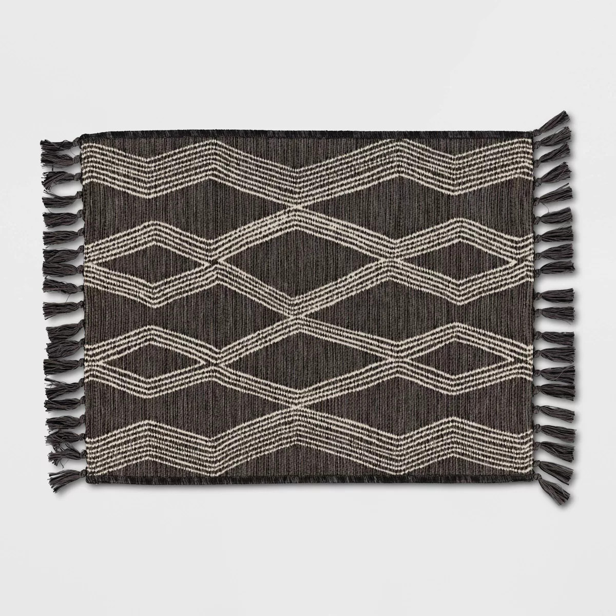 Modern Diamond Tapestry Rectangular Woven Outdoor Rug Charcoal Gray - Threshold™ | Target