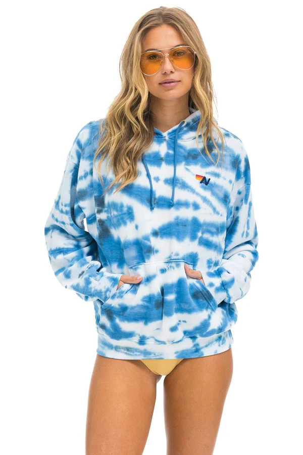 HAND DYED PULLOVER HOODIE RELAXED - TIE DYE BLUE | Aviator Nation