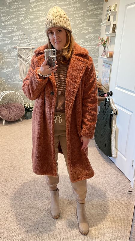 I was not expecting how good this Sherpa coatigan from Walmart was going to be! 

So soft, very warm and absolutely comfortable. 10/10 for outerwear. It’s is a brown color but leans on the pink side, like a pinky-brown which is kinda perfect for me. 

Sherpa Coat - size L runs big, size down


#LTKcurves #LTKSeasonal #LTKunder50