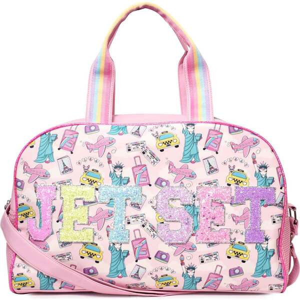 JET SET Miss Gwen New York Print Duffle Bag, Pink | Maisonette