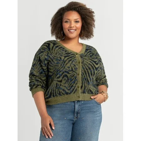 Jessica Simpson Women's Plus Dionne Eyelash Cardigan, Sizes 0X-4X | Walmart (US)