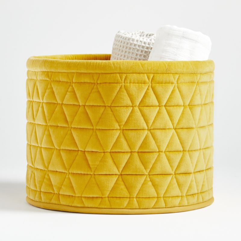 Yellow Velvet Toy Storage Bin + Reviews | Crate & Kids | Crate & Barrel