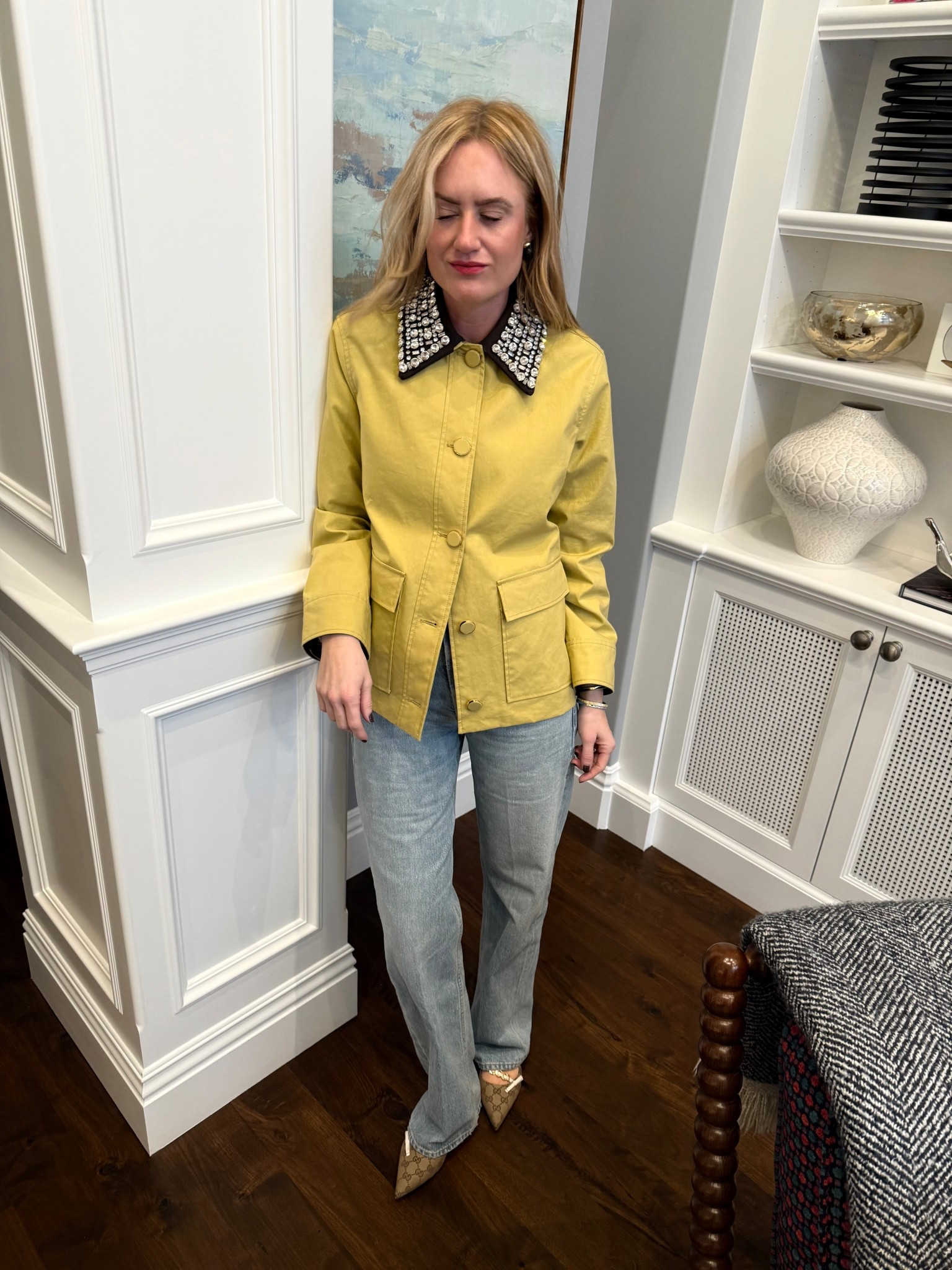 Veronica Beard jacket wearing size small and citizen of humanity size 25, one size down 