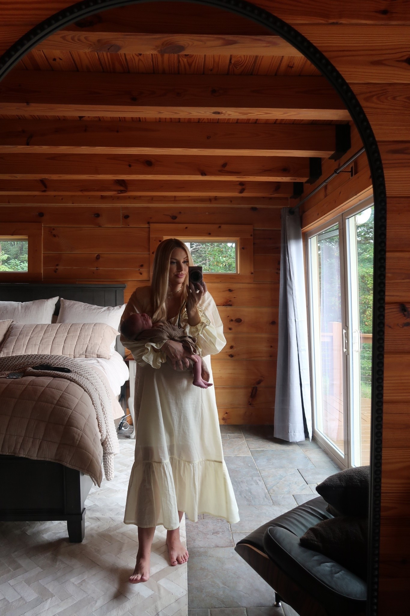 newborn photos dress I got a M. It’s a bit sheer so I wore a slip too. Breast feeding friendly and so comfy