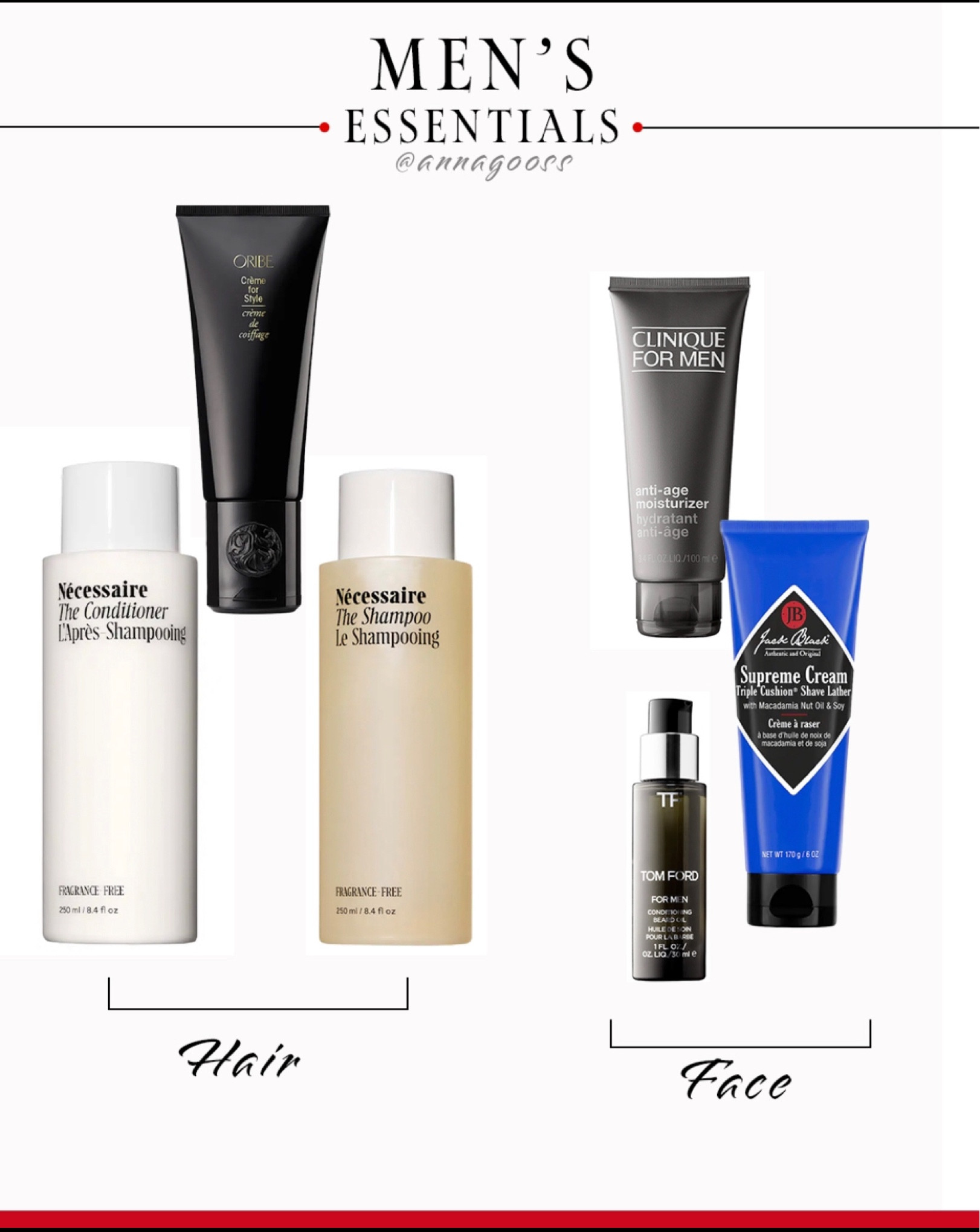 His essentials
Men’s skincare 
Men’s hair care 


#LTKmens #LTKGiftGuide #LTKbeauty