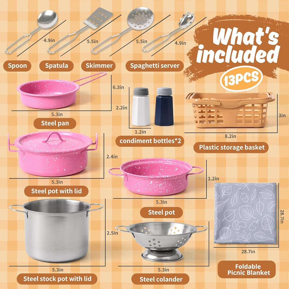 Juego de accesorios de juguete de cocina para niños, juego de cocina para niños, coloridas olla... | Amazon (US)