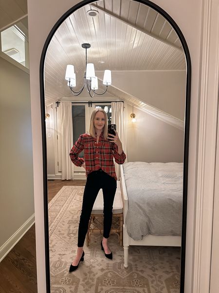 Super soft skinny jeans are $21 tonight with code “HUGESALE”! TTS. These are the jeans you see me in all the time 🥰 The tartan smocked flannel top is oversized. Size down. It actually looks better untucked 😂 realized that after I took this. Use code “CYBER.” Most of our bedroom furniture/decor is on sale too 👏🏻

#LTKHoliday #LTKsalealert #LTKCyberweek
