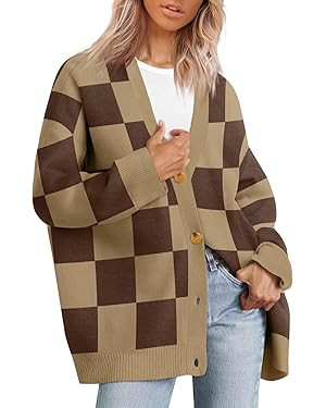LILLUSORY Women's Cardigan 2023 Open Front Oversized Button Lightweight Sweaters V Neck Loose Car... | Amazon (US)
