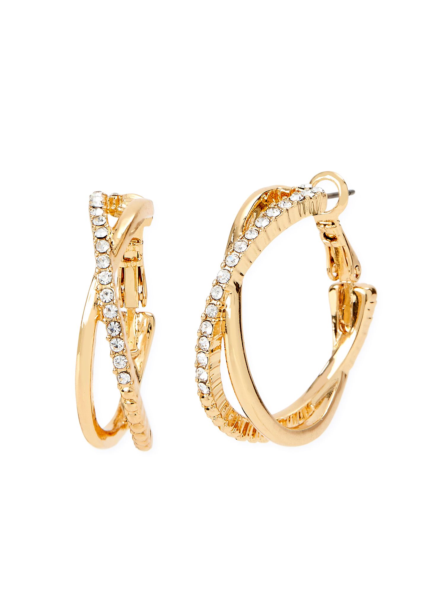 Sofia Jewelry by Sofia Vergara Women's Gold-Tone Pavé Hoop Earrings | Walmart (US)