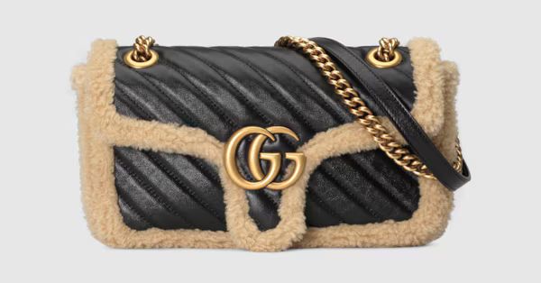 GG Marmont small shoulder bag with wool trim | Gucci (US)