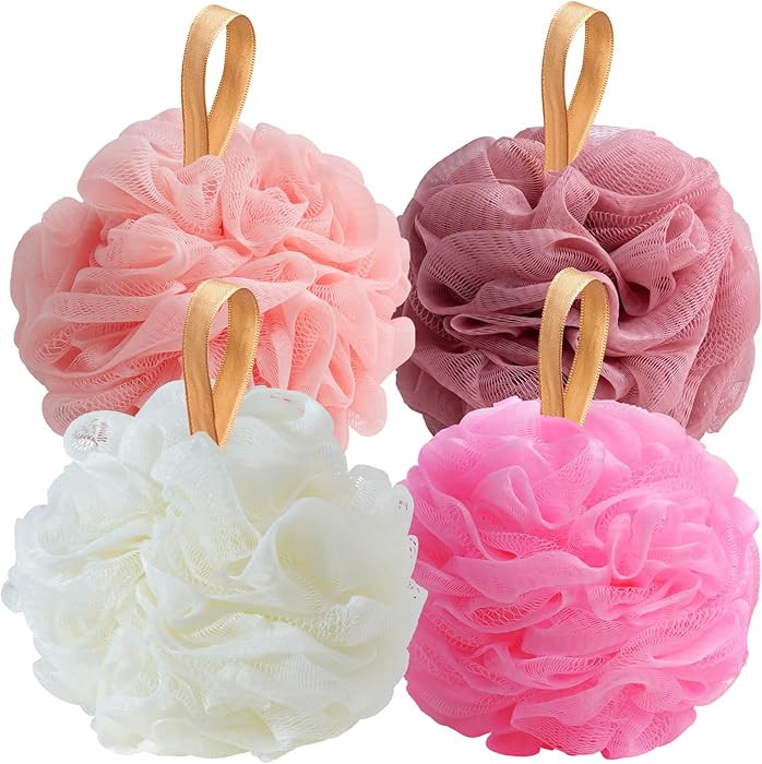 Fishent Loofah Bath Sponge Shower Loofahs, Pack of 4 Pink Soft Loofa Exfoliating Body Scrubber Me... | Amazon (US)