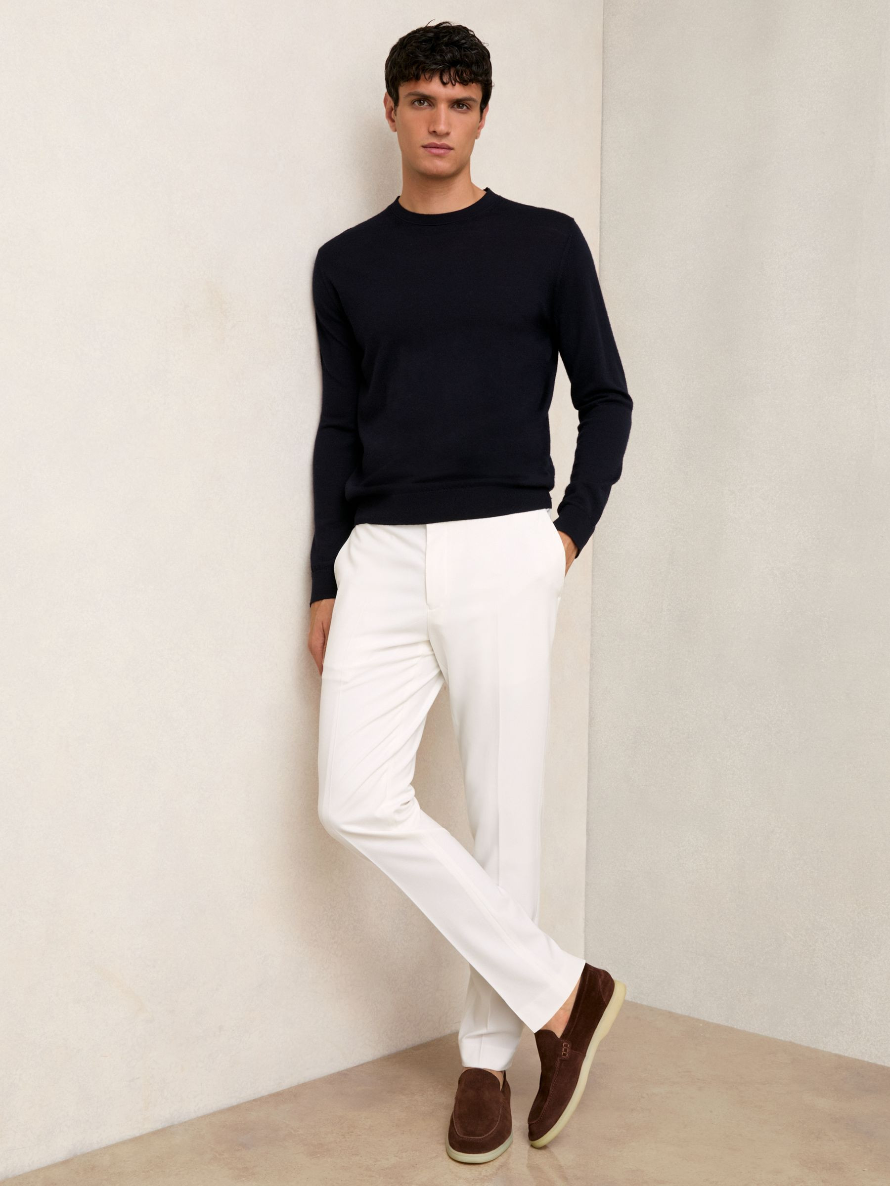 Stretch Slim Fit Drawstring Trousers in White | Reiss US
