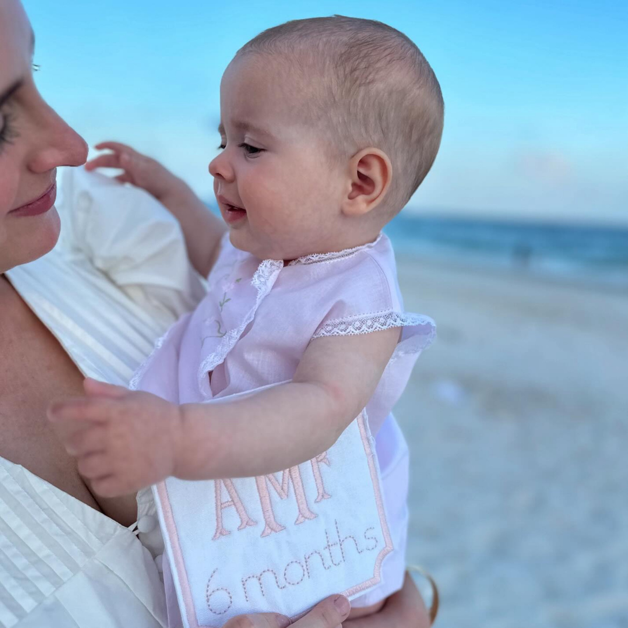 I’m not sure how it’s possible but our girl is 6 months old!  She started sleeping through the night again, sitting up with a little help, she was dedicated to the Lord at church, experienced her first tornado, celebrated Mother’s Day, met her great grandparents, tried her first solid food, and went on her first beach vacation!

#LTKBaby