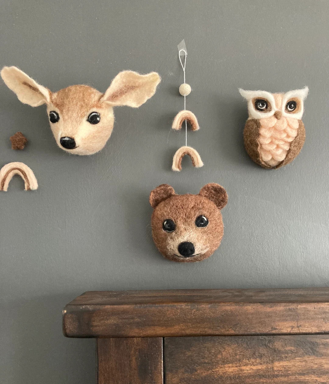 Woodland Owl Decoration Bear Wall Hanging Decoration Deer - Etsy | Etsy (US)