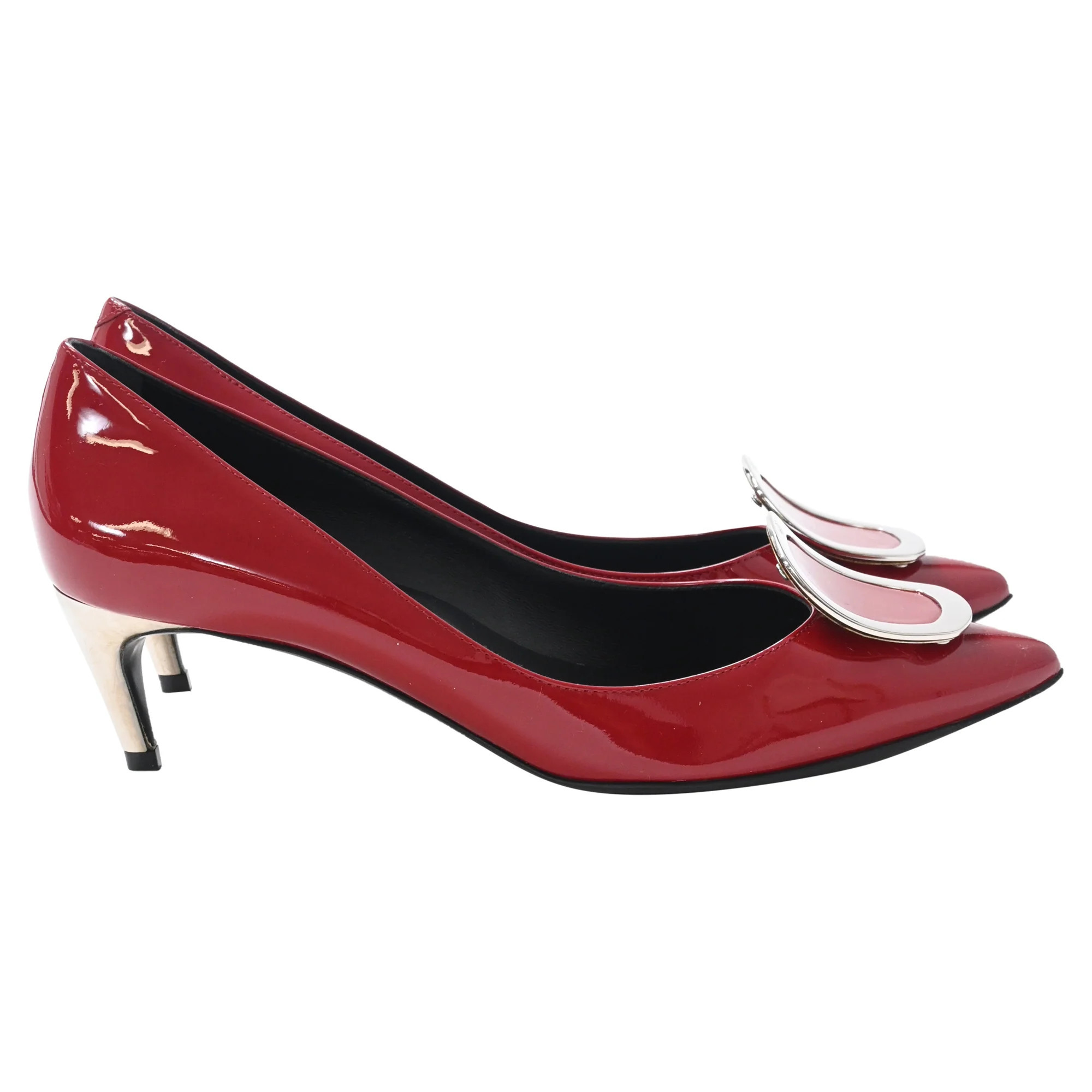 Roger Vivier Pointed Toe Pumps in Red Patent Leather | Shop Simon