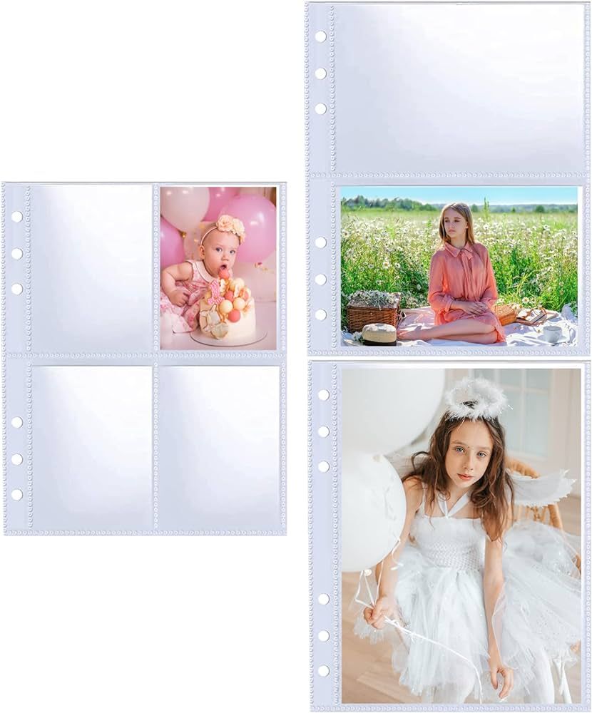 45 Pack Photo Album Refill Pages for 6 Ring A5 Binder, Ultra-Clear Photo Sleeves 15 Pcs 2.5x3.5... | Amazon (US)