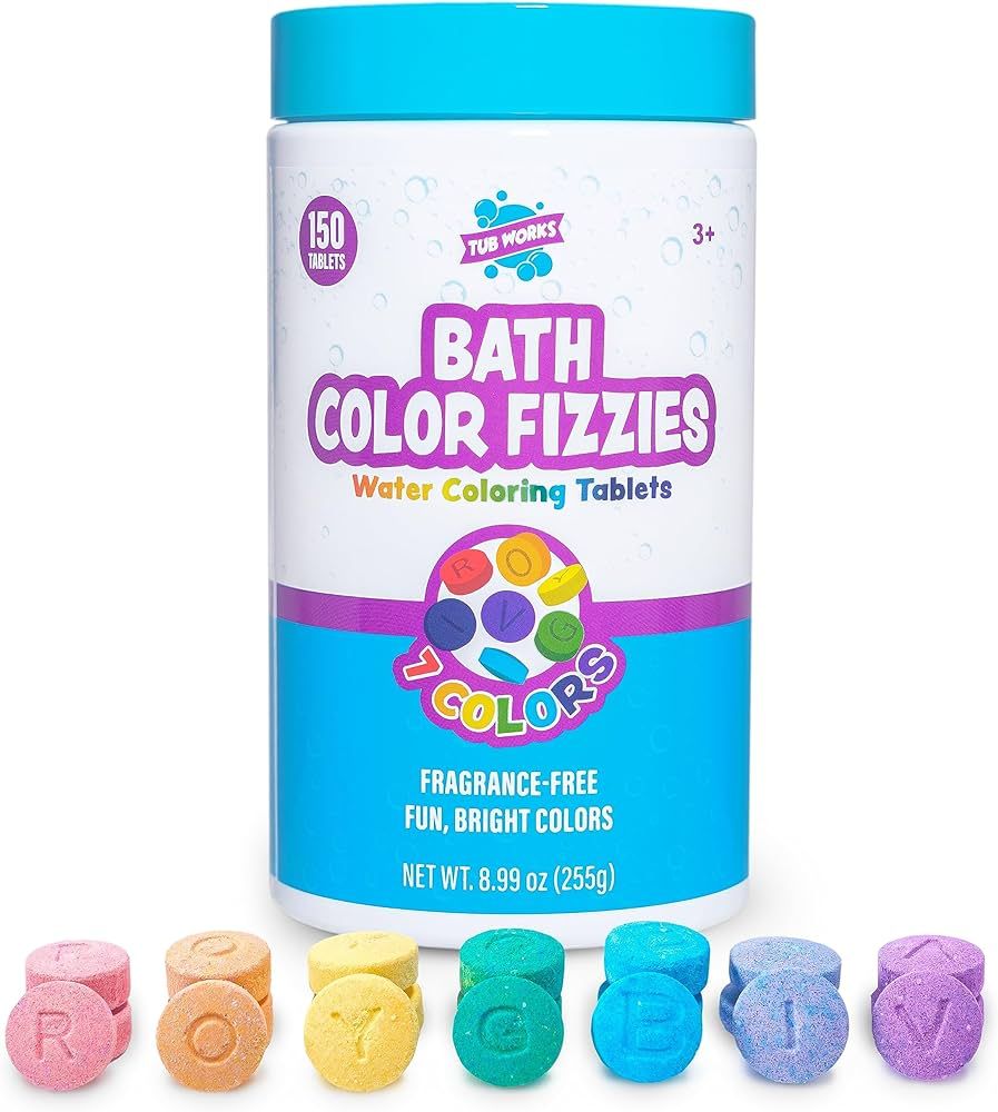 Tub Works Bath Color Fizzies, 150 Count | Nontoxic & Fragrance-Free | Fizzy, Bath Color Tablets f... | Amazon (US)