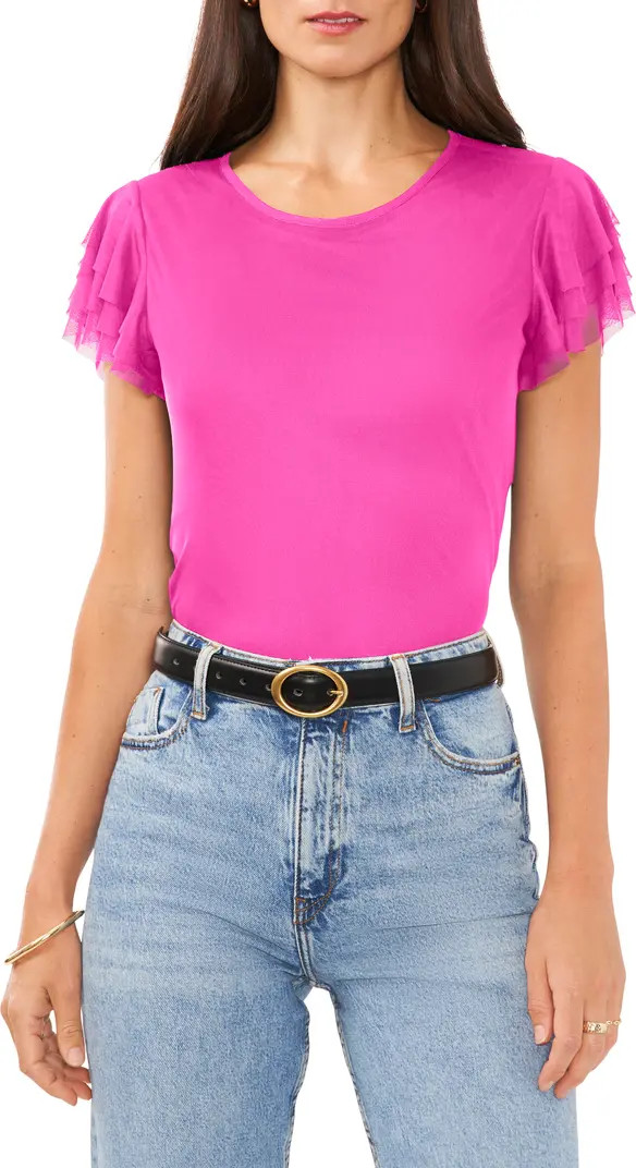 Flutter Sleeve Mesh Top | Nordstrom