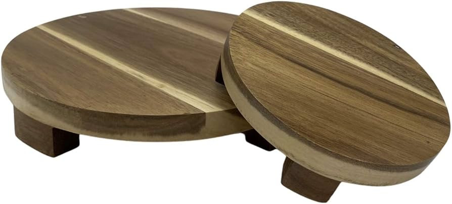 Chloe and Cotton Display Stands | Set of 2 Acacia Wood Round Pedestal Risers | 6" and 9.5" | Amazon (US)