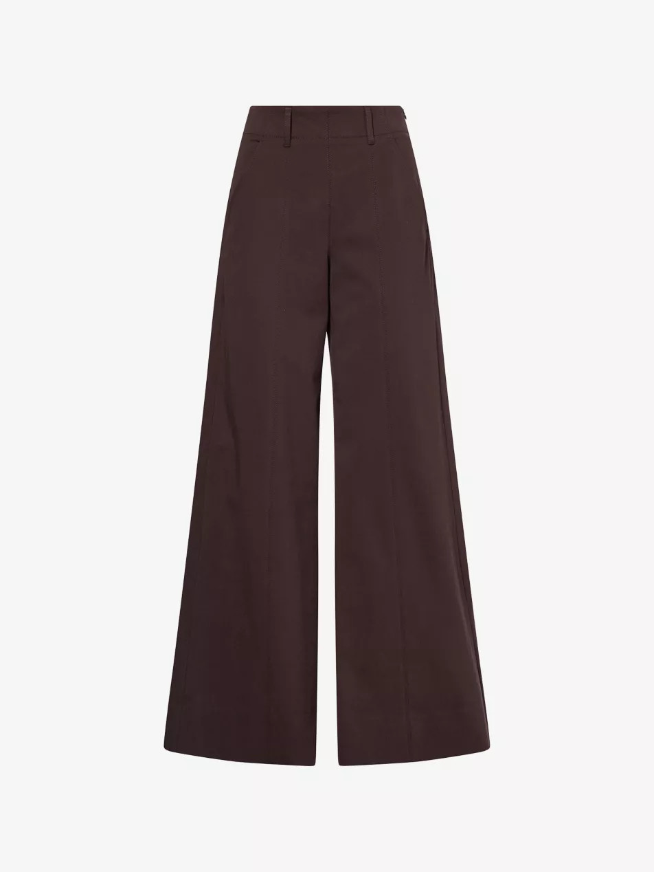High-Waist Wide-Leg Cotton-Blend Trousers | Selfridges