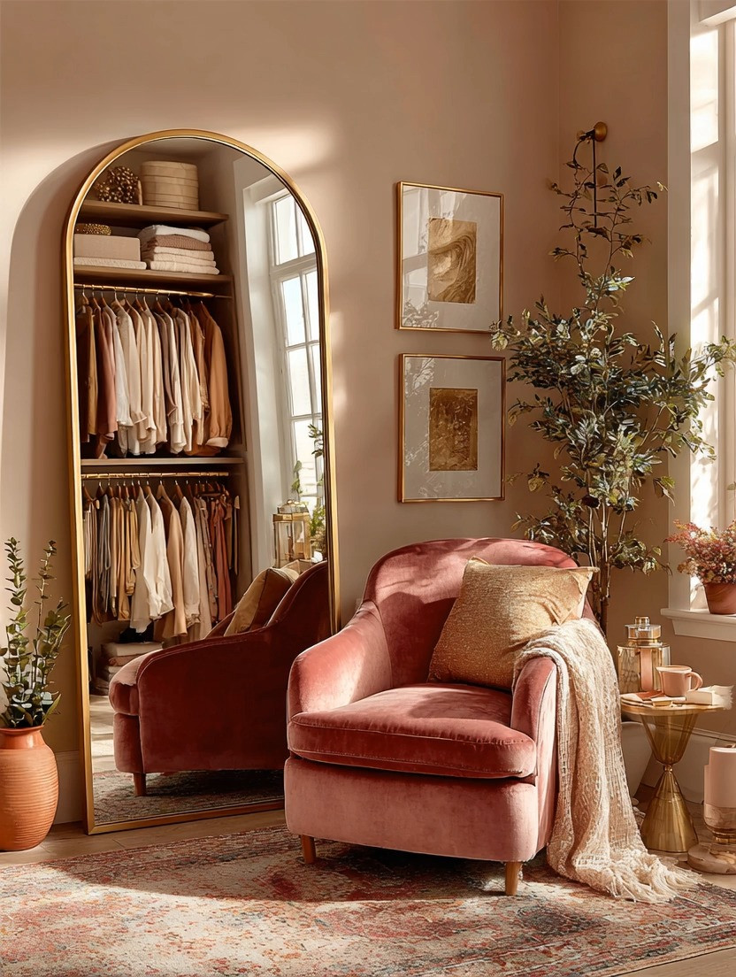 Outfit Planning Is a Ritual — Not a Rush ✨

We all need a moment to decide the outfit of the day.
No more “my closet is full but I have nothing to wear” mornings.

Create a quiet, elegant corner inside your closet:

• A tall gold-frame wall mirror to reflect your wardrobe
• A dusty velvet blush chair to sit, breathe, and plan
• Soft lighting to set the mood
• A small side table for coffee or perfume

When you sit down instead of rushing, everything changes.
You see your pieces differently.
You style with intention.
You step out feeling composed.

Your closet isn’t just storage.
It’s your preparation room.
Your mood-setting space.
Your daily reset.

Design it like it matters — because it does.

#ClosetInspo #DressingRoomGoals #ElegantLiving #WardrobeStyling #IntentionalHome 

 #LTKHome