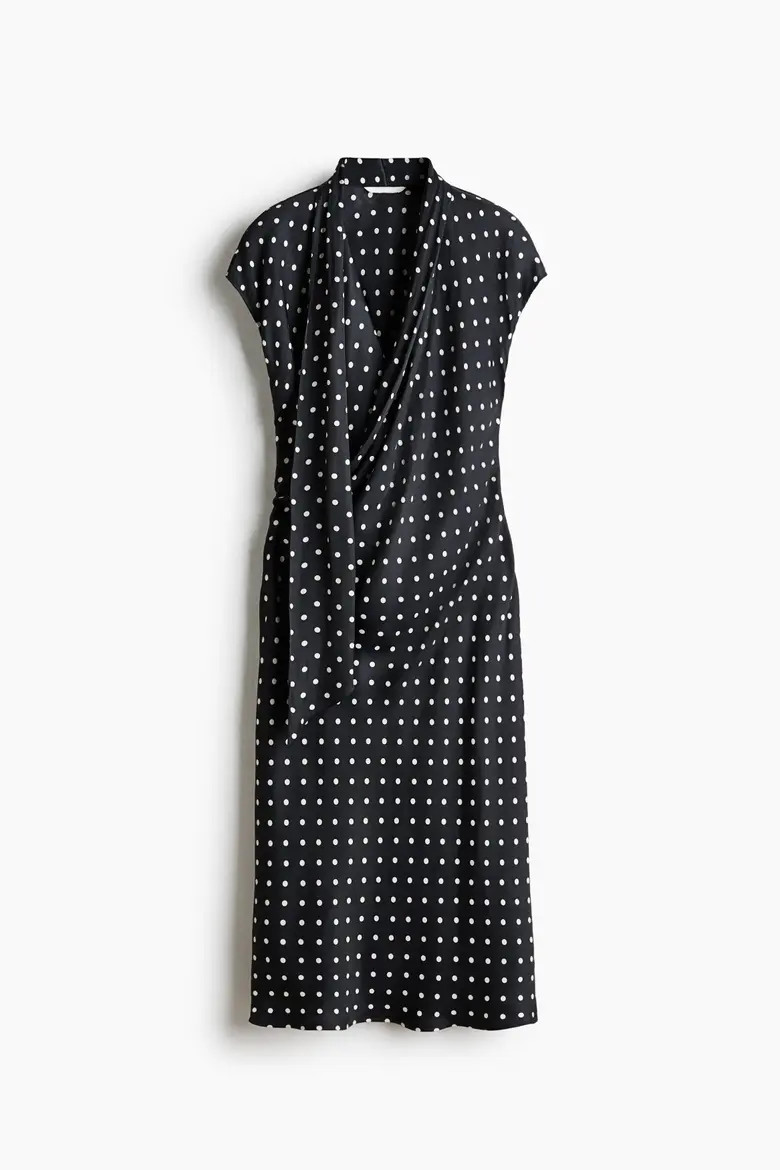 H&M Scarf-Detail Satin Dress in Dark Purple at Nordstrom, Size Small | Nordstrom