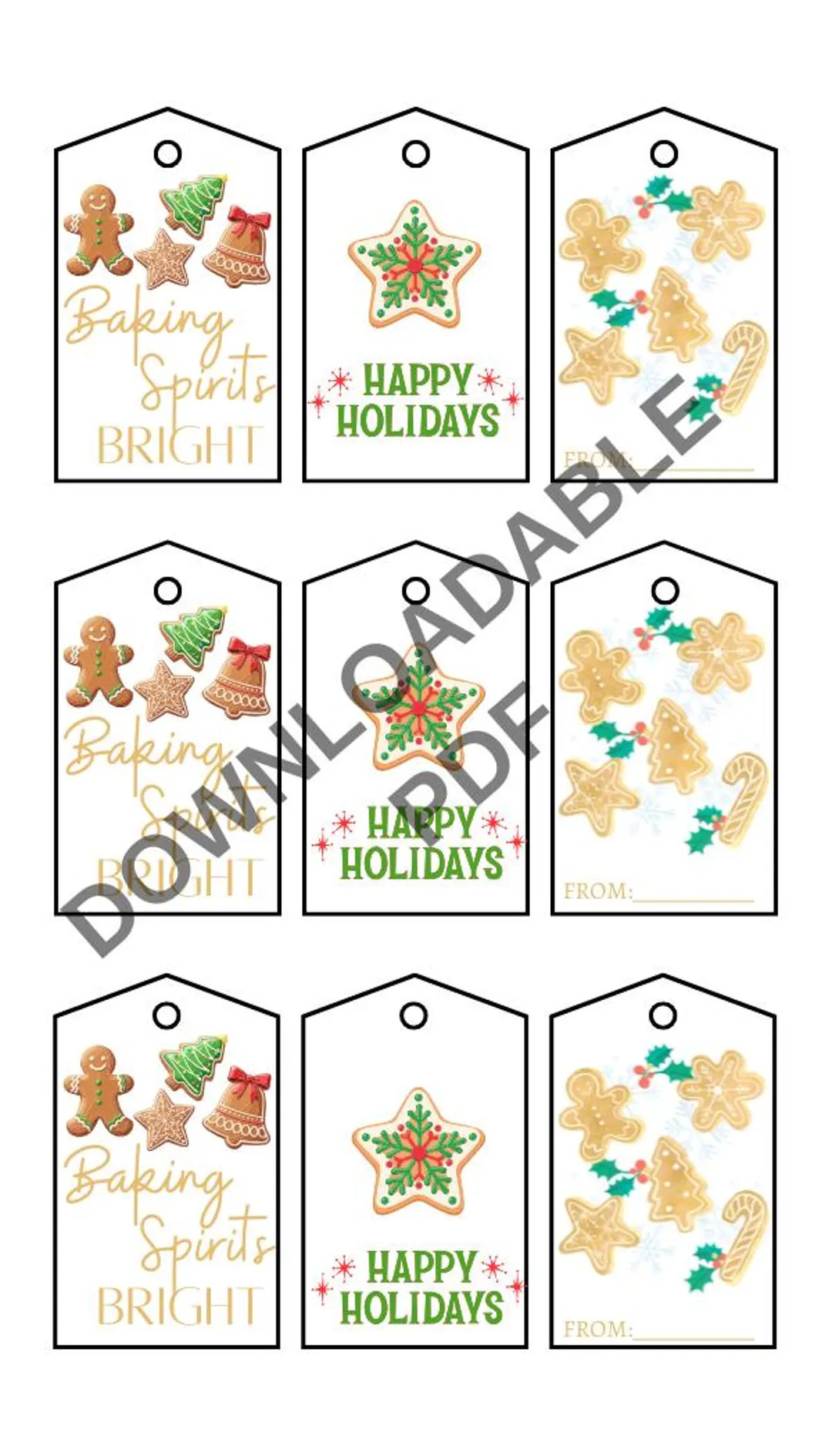 Baking Spirits Bright Christmas Gift Tags Printable Gift Tags PDF - Etsy | Etsy (US)