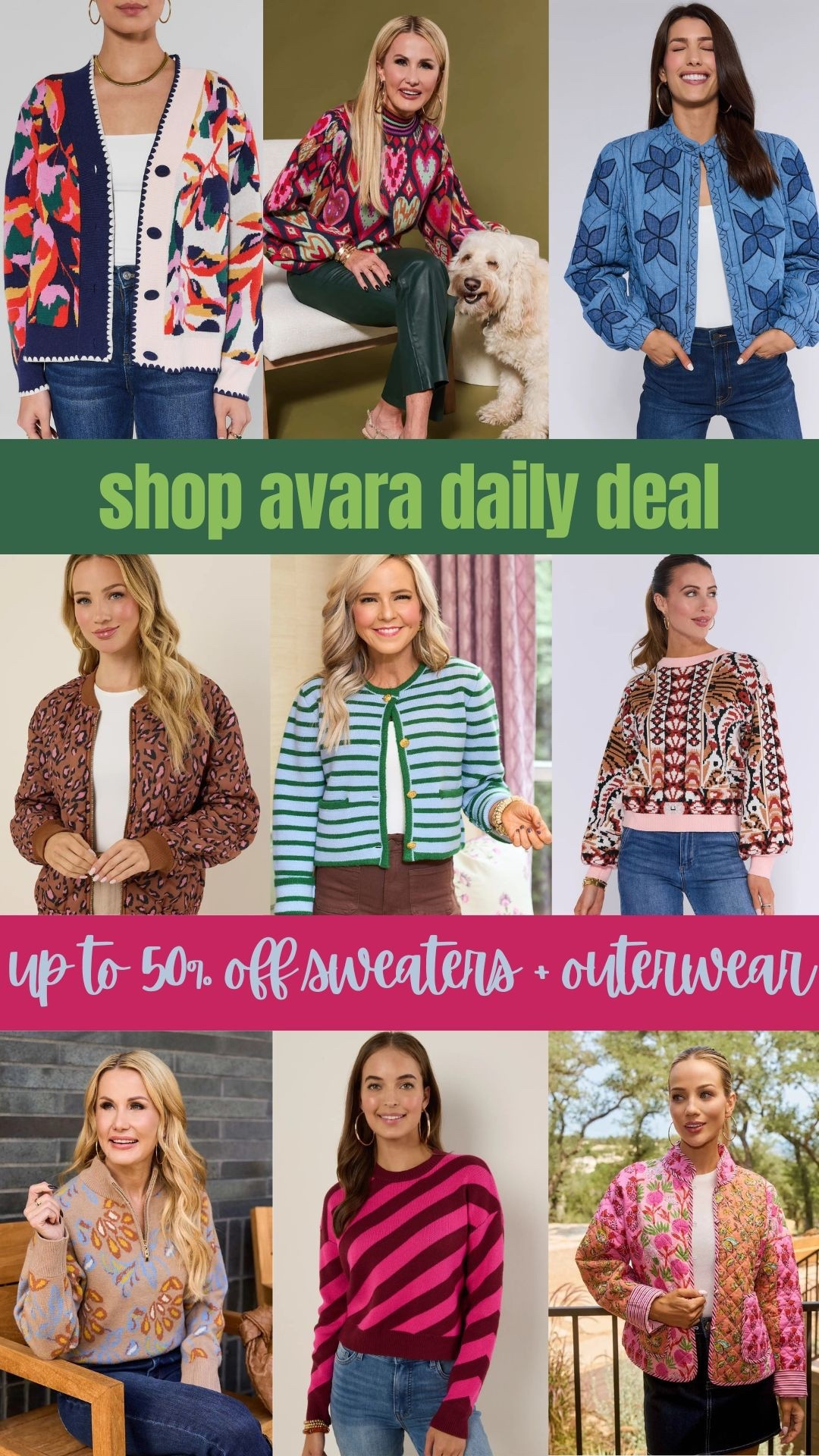 Avara daily deal ✨ up to 50% off sweaters + outerwear … 