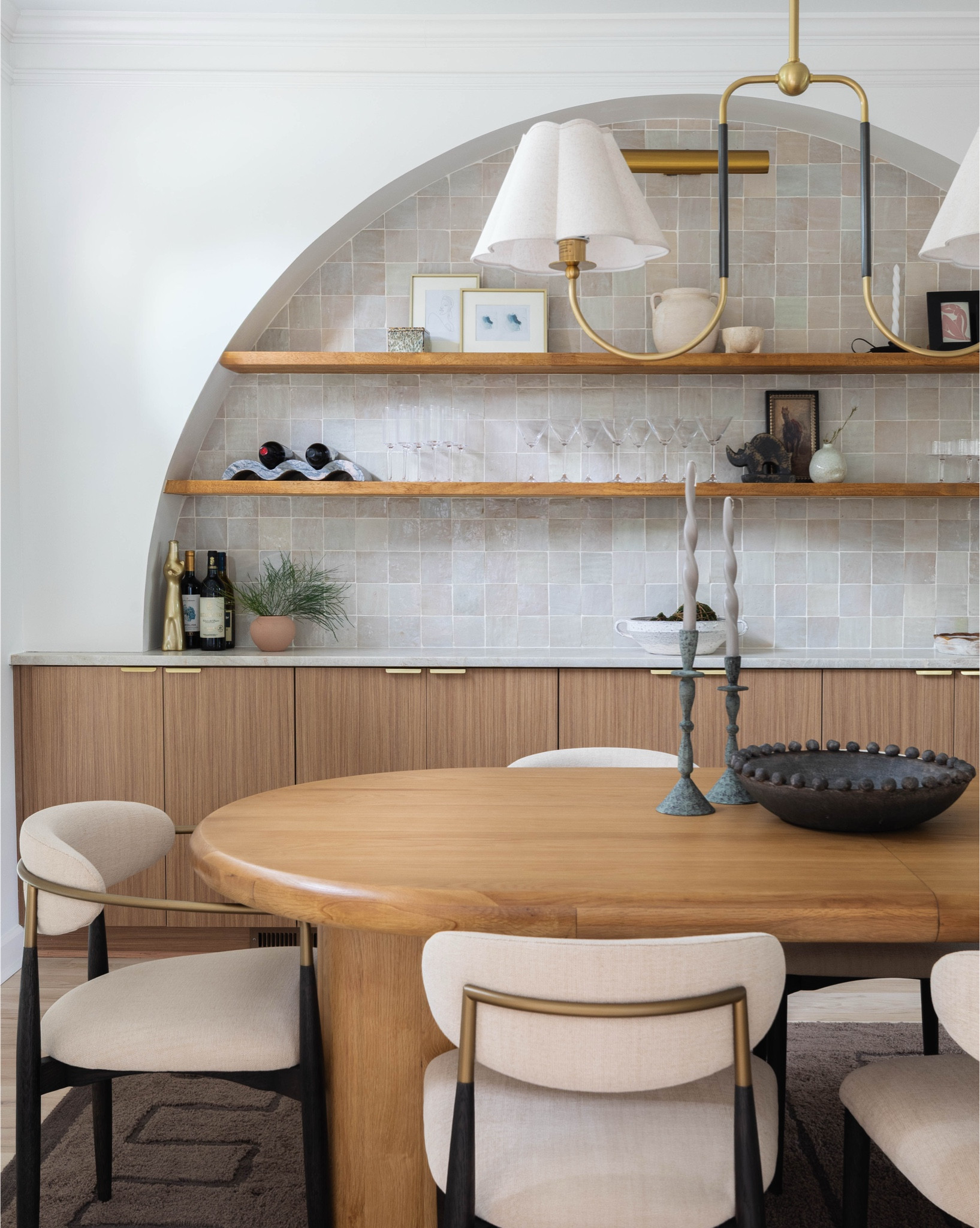 Dining room, dry bar, Salish tile, extendable table, dining room, renovation ideas.

#LTKHome