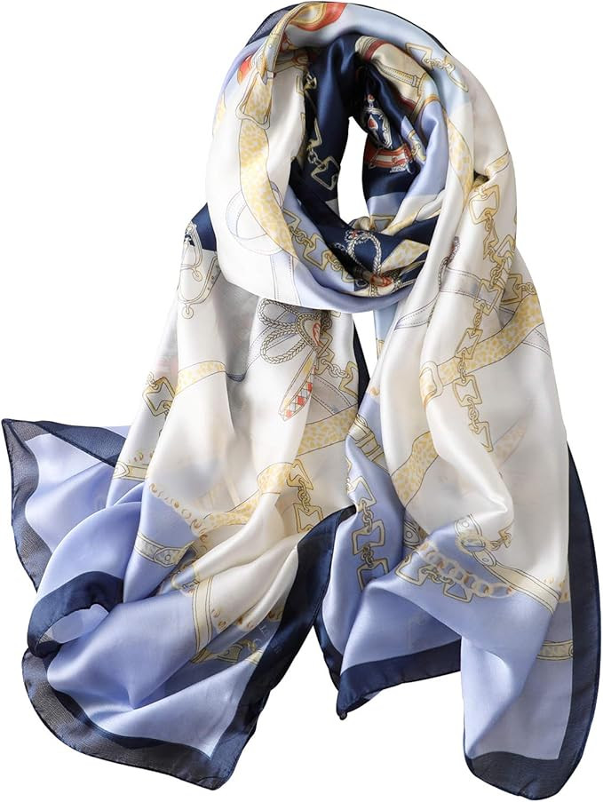 NUWEERIR Womens 100% Large Mulberry Silk Scarf Long Satin Scarf Fashion Designer Scarf Lightweigh... | Amazon (US)